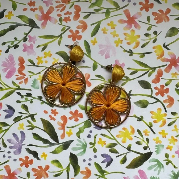 Yellow and Gold Earrings - Picture 6 of 6